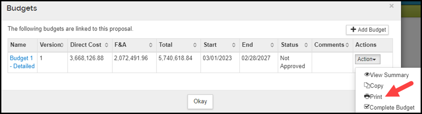 image showing where to select the print option