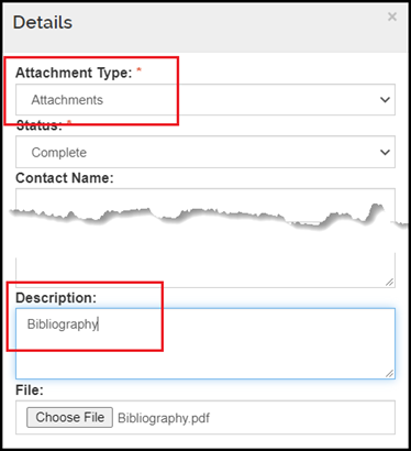 Attachments Form Details Popup