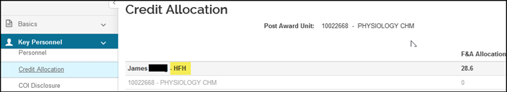 image showing the HFH identifier in the credit allocation sub-option