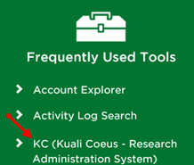 KC link indicated on the Frequently Used Tools box on the OSP website