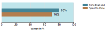 Example bar chart showing 80% time elapsed and 70% spent to date, with a value range of 0 to 100